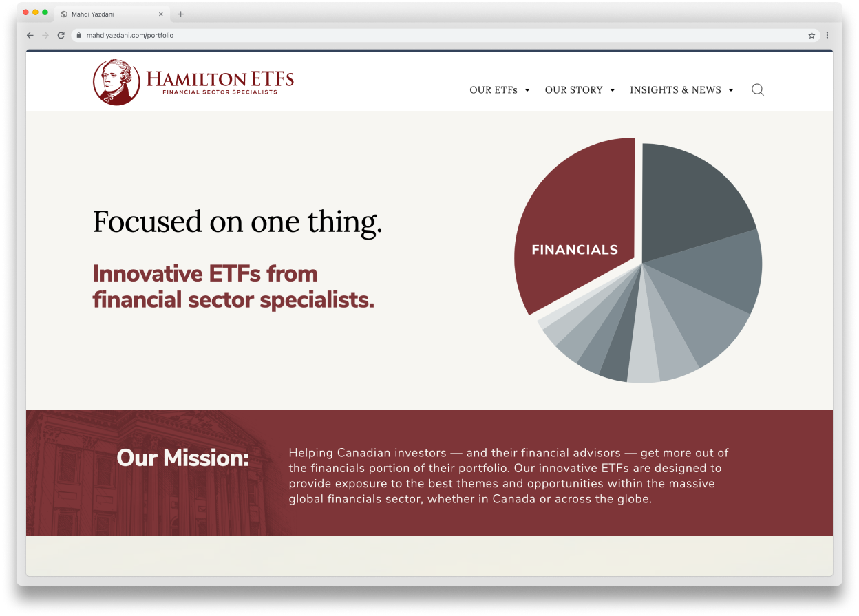 Hamilton ETFs website screenshot