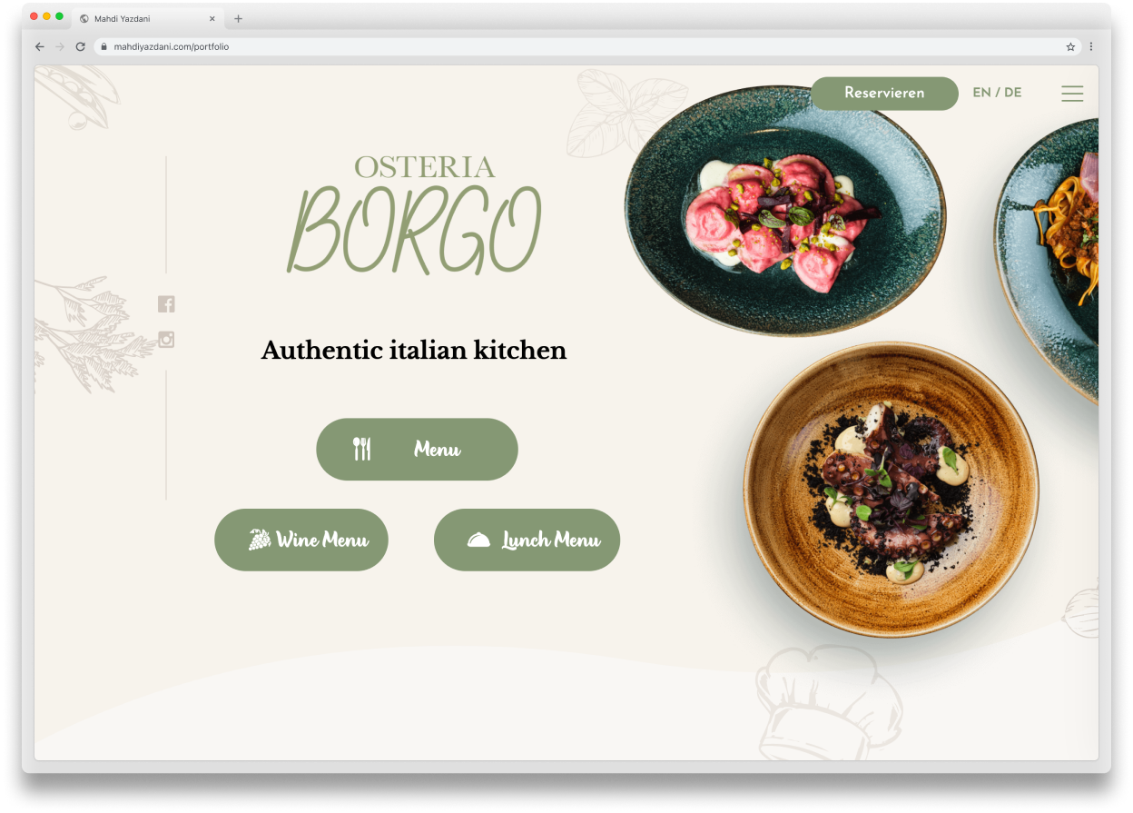 Osteria Borgo website screenshot