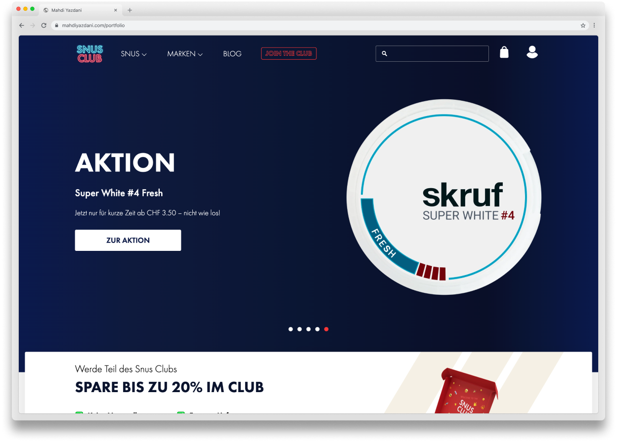 Snus Club website screenshot